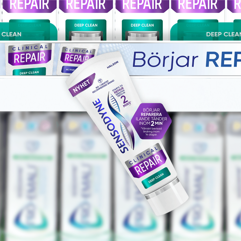 Case konsument clinical repair lansering sensodyne haleon hyllvippa tandkram